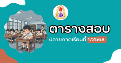 ตารางสอบปลายภาคเรียนที่ 1 ปีการศึกษา 2568